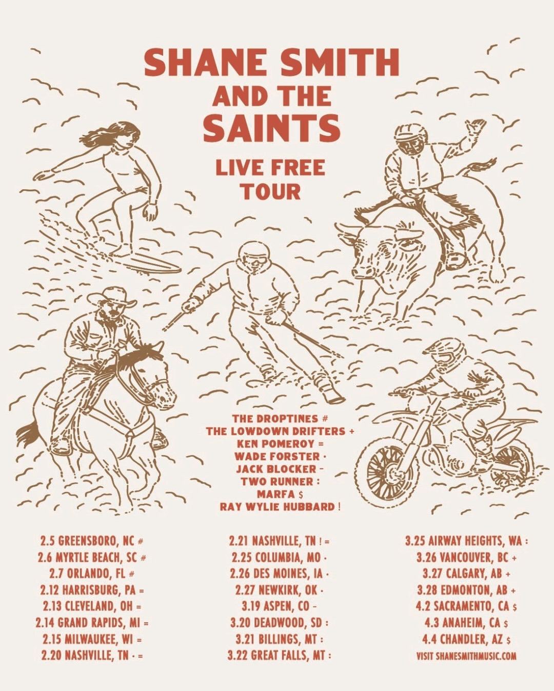 Shane Smith and the Saints Live Free Tour Poster 2026